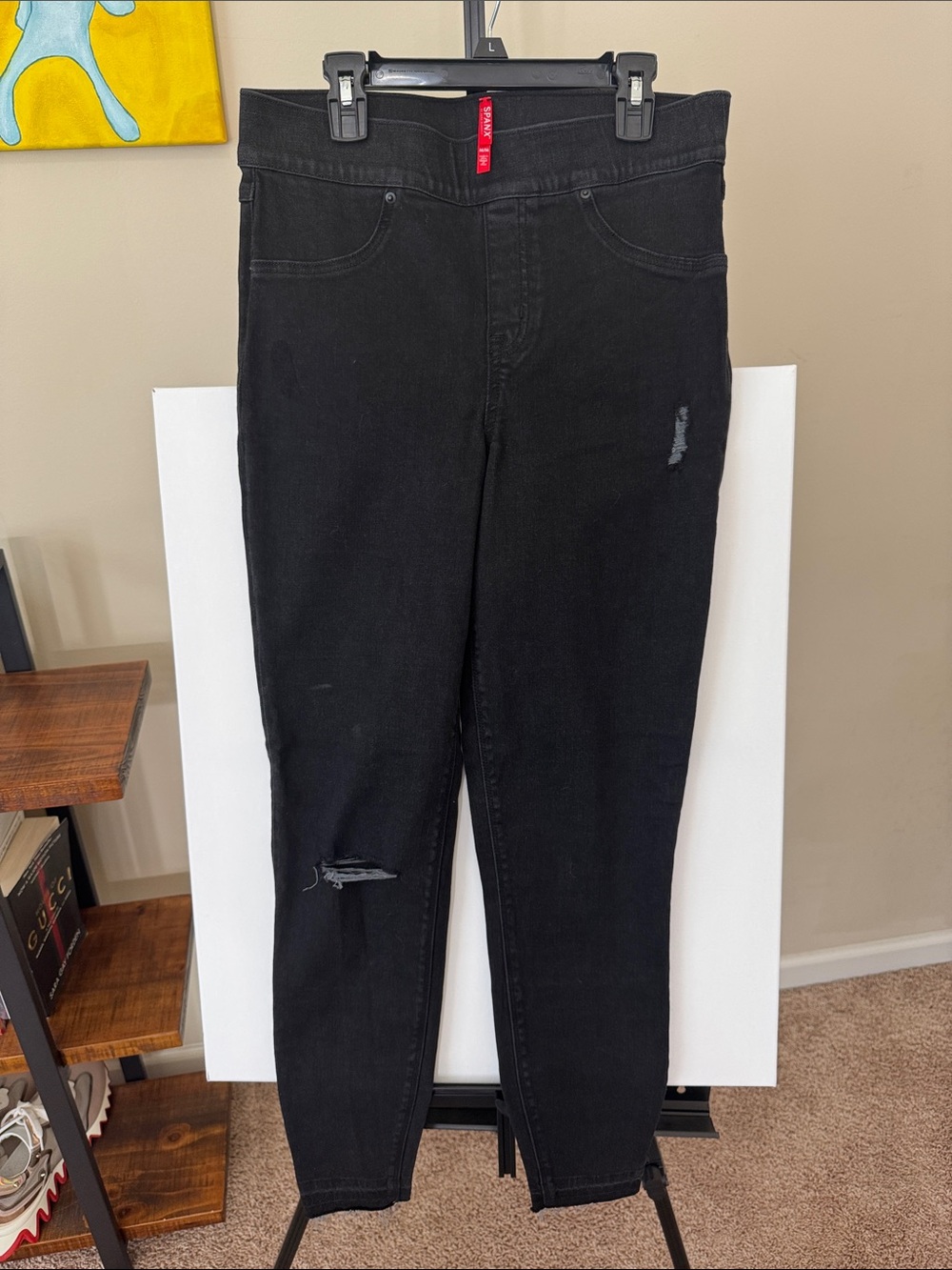 SPANX Black Distressed Jeggings Size Medium
